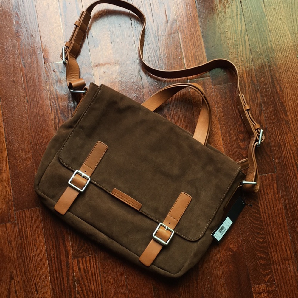 Suede and Leather Satchel.